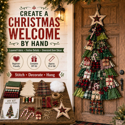 Beginner-Friendly DIY Oversized Patchwork Christmas Tree Door Hanging Kit | Complete Kit with All Tools & Step-by-Step Guide Included
