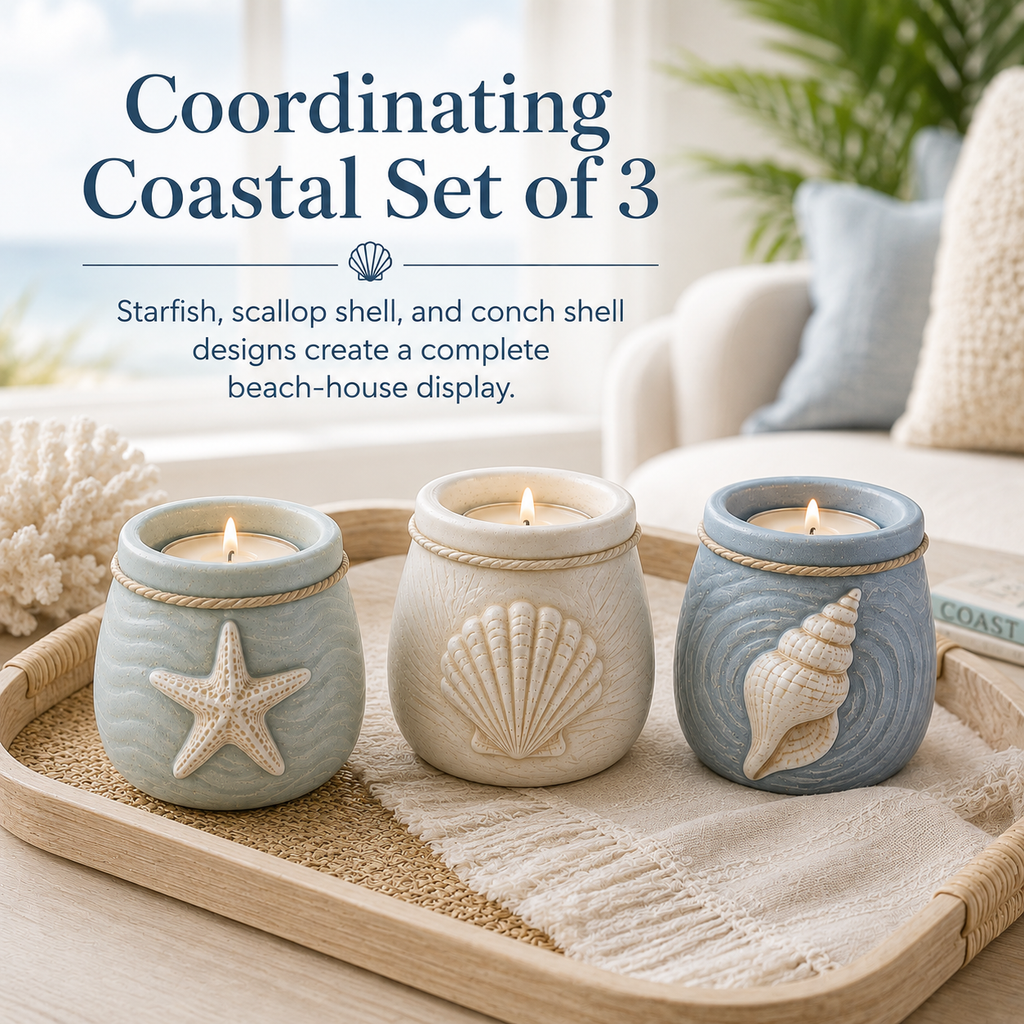 Coastal Tea Light Candle Holders Set of 3