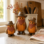 The Pumpkin Posse – Vintage Western Pumpkin Cowboy Figurines, Set of 3