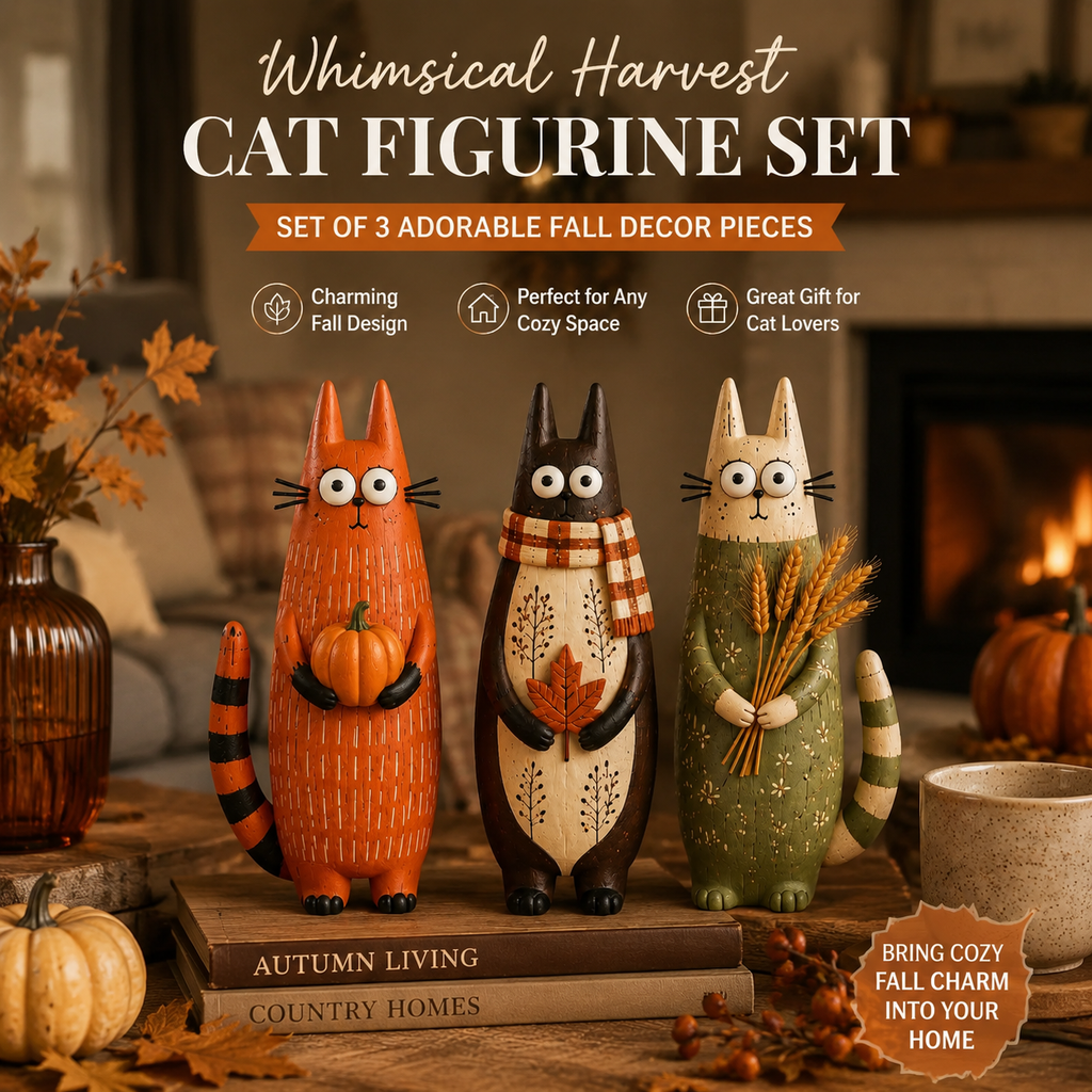 Buy More Save More--Autumn Whimsical Harvest Cat Figurine