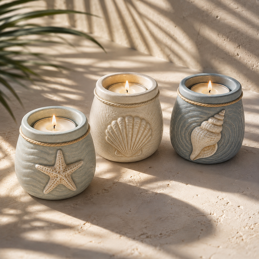 Coastal Tea Light Candle Holders Set of 3