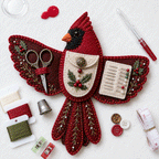 🐦 Bird-Shaped Felt Sewing Organizer DIY Kit - Cardinal