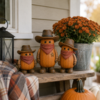The Pumpkin Posse – Vintage Western Pumpkin Cowboy Figurines, Set of 3