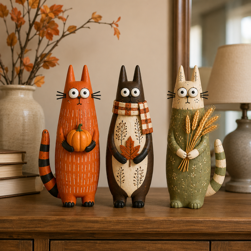 Buy More Save More--Autumn Whimsical Harvest Cat Figurine