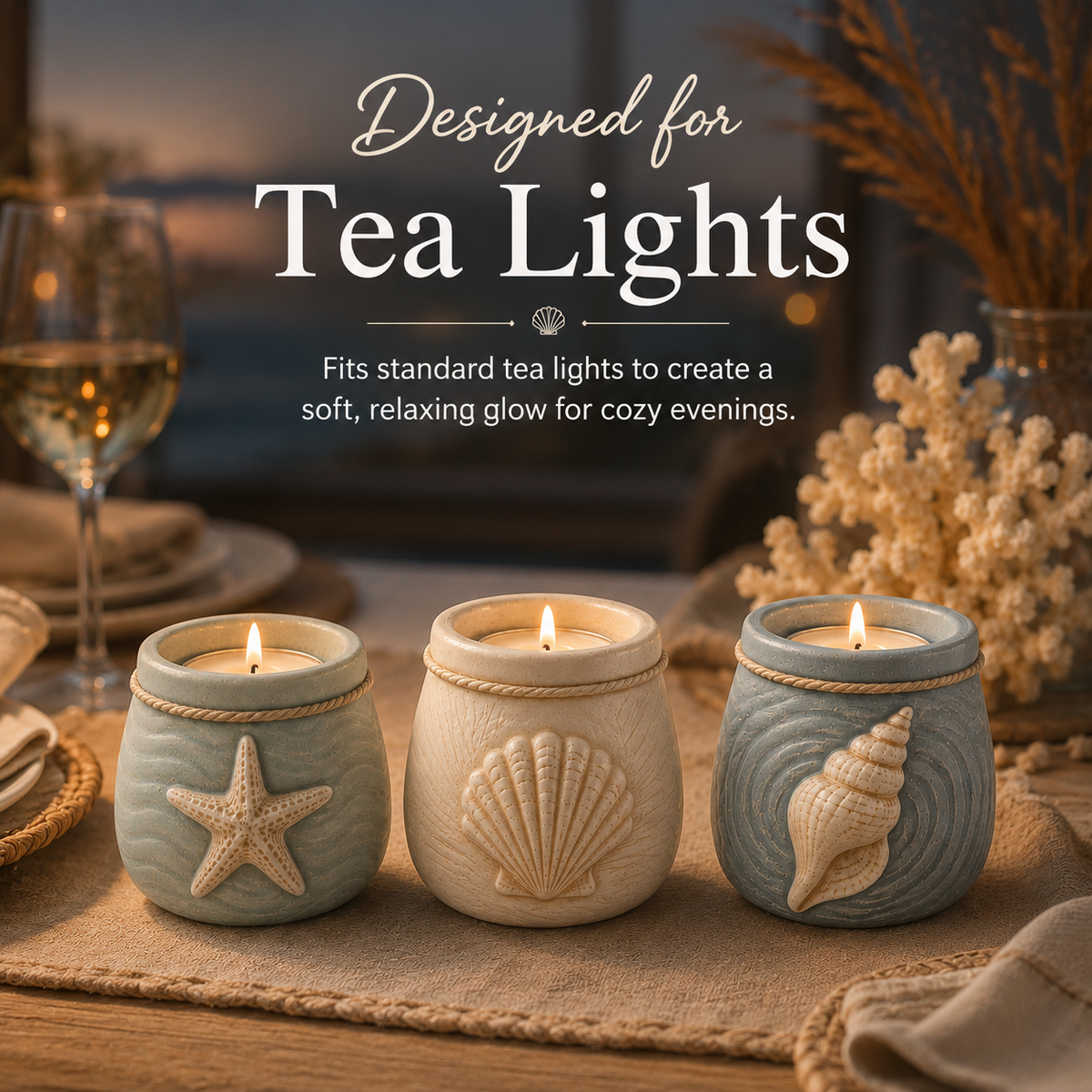 Coastal Tea Light Candle Holders Set of 3