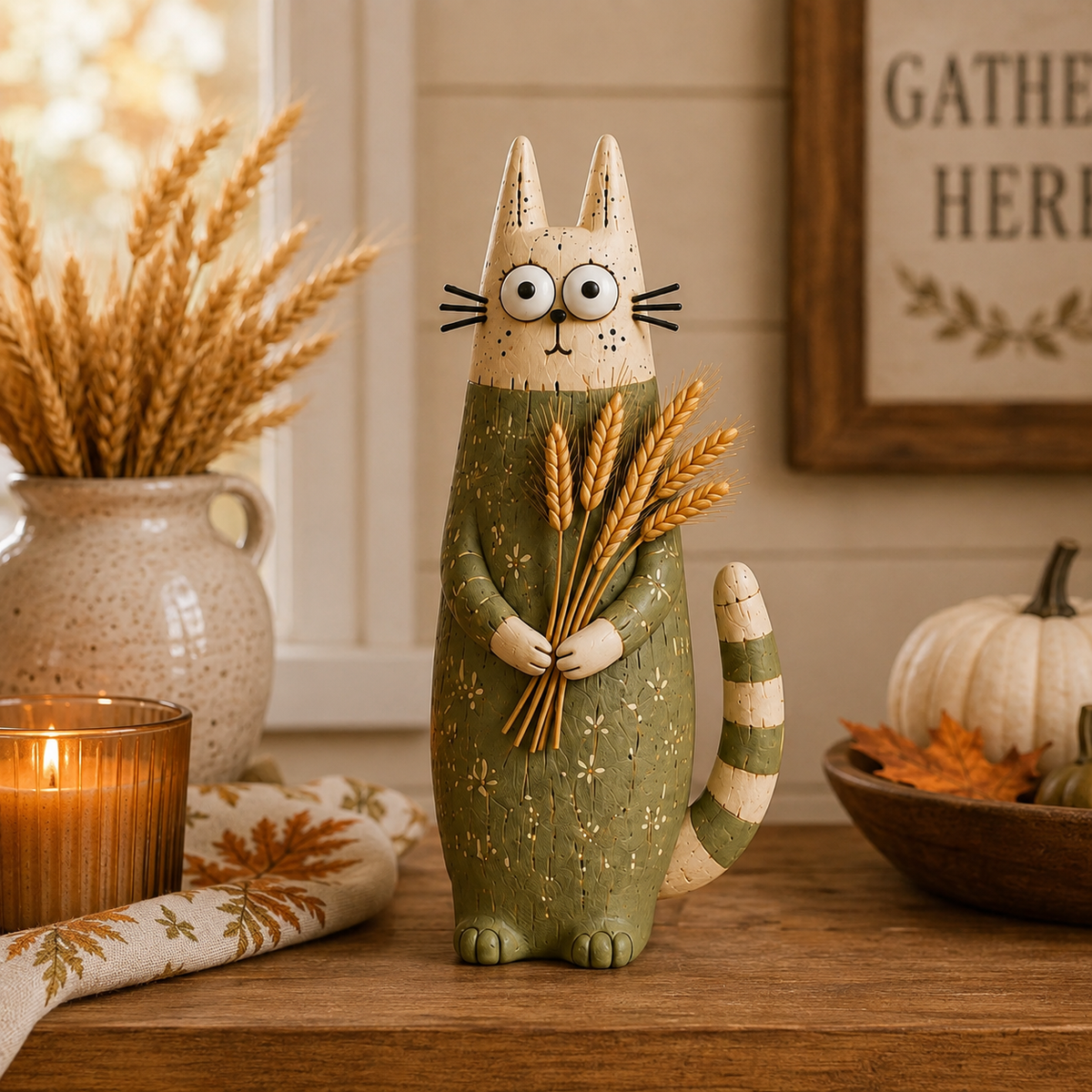 Buy More Save More--Autumn Whimsical Harvest Cat Figurine