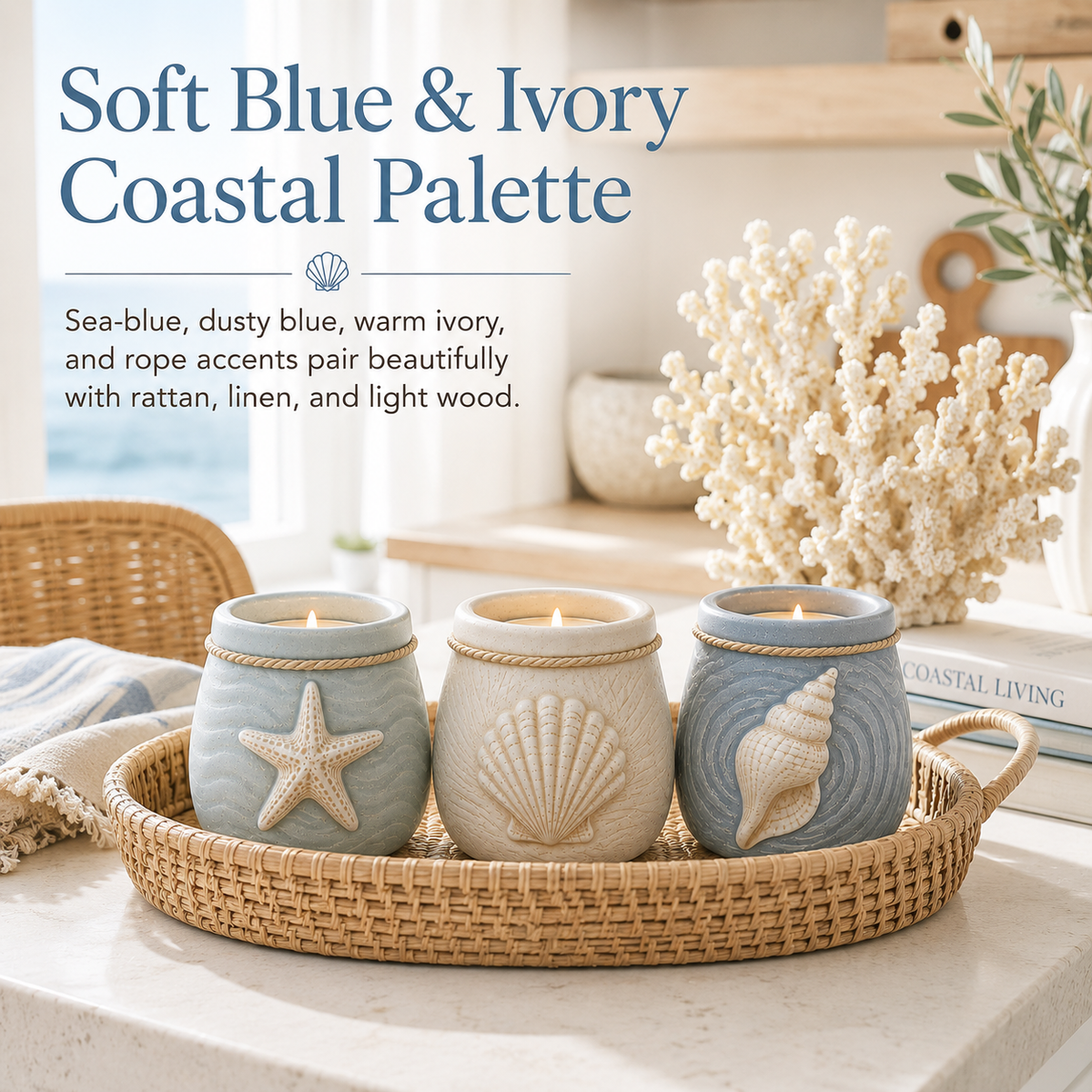 Coastal Tea Light Candle Holders Set of 3