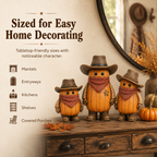 The Pumpkin Posse – Vintage Western Pumpkin Cowboy Figurines, Set of 3