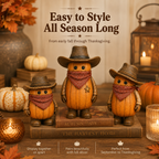 The Pumpkin Posse – Vintage Western Pumpkin Cowboy Figurines, Set of 3