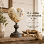 Vintage Distressed Heart Pedestal Sculpture