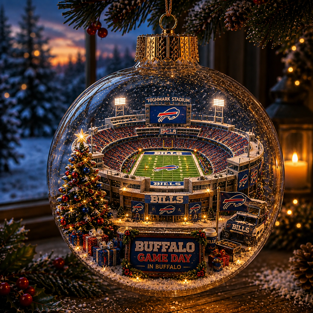 🏈🎄 Buffalo Football Christmas Light-Up Diorama Ornament Collection