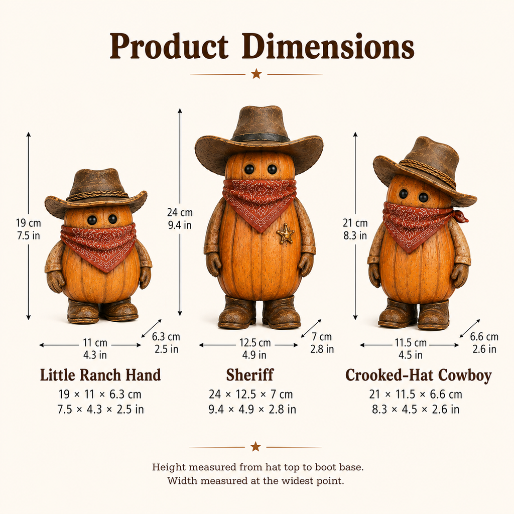 The Pumpkin Posse – Vintage Western Pumpkin Cowboy Figurines, Set of 3
