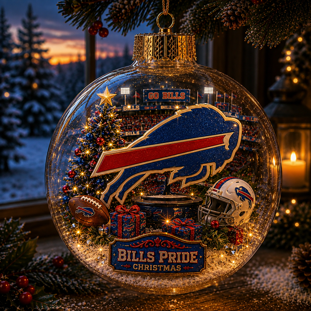 🏈🎄 Buffalo Football Christmas Light-Up Diorama Ornament Collection