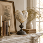 Vintage Distressed Heart Pedestal Sculpture
