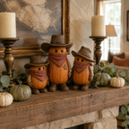 The Pumpkin Posse – Vintage Western Pumpkin Cowboy Figurines, Set of 3