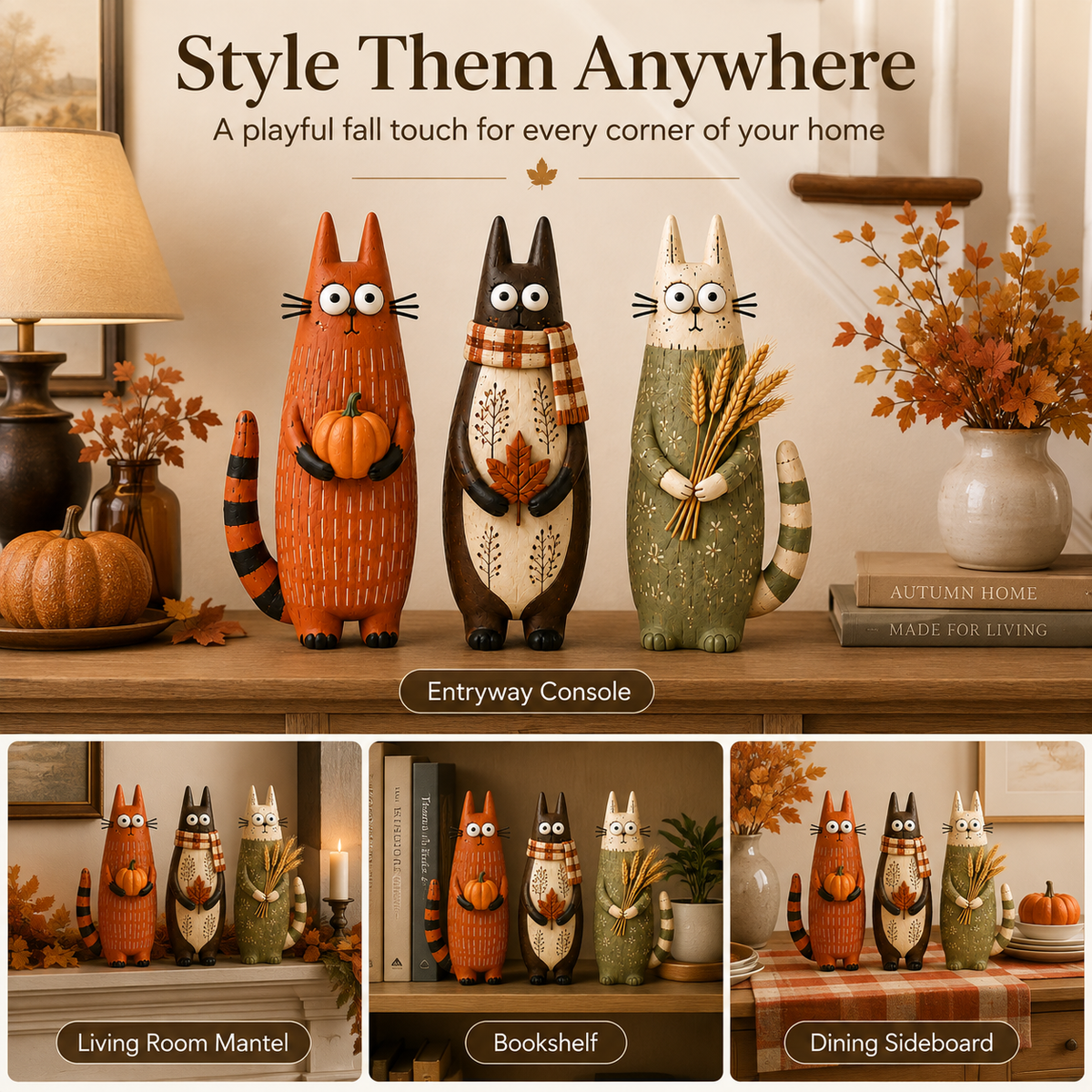 Buy More Save More--Autumn Whimsical Harvest Cat Figurine