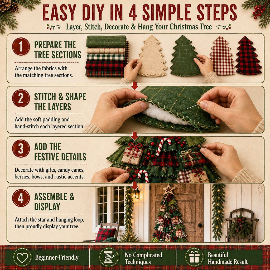 Beginner-Friendly DIY Oversized Patchwork Christmas Tree Door Hanging Kit | Complete Kit with All Tools & Step-by-Step Guide Included