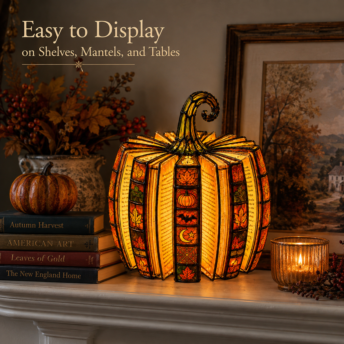 Halloween Pumpkin Book Lamp – A Cozy Fall Glow That Turns Any Corner Into a Seasonal Favorite